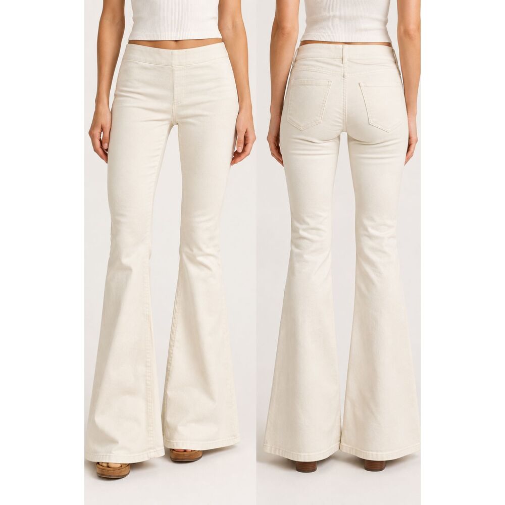 Free People We The Free Penny Pull-On Flare Jeans – Size 24 – Ivory/Cream